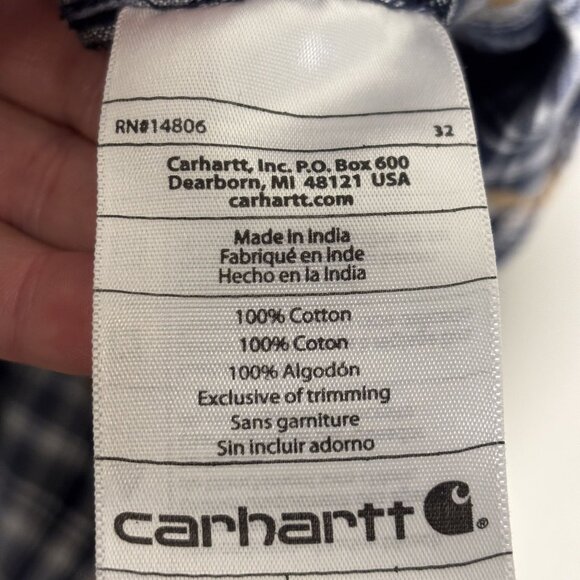 Carhartt Mens Relaxed Fit Plaid Button-Up Short Sleeve Shirt 2XL 100% Cotton - Picture 6 of 8